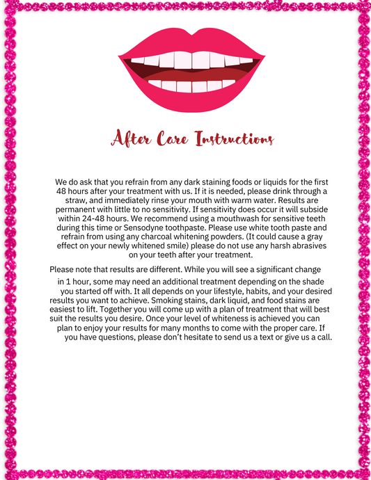 Teeth Whitening AfterCare Instructions