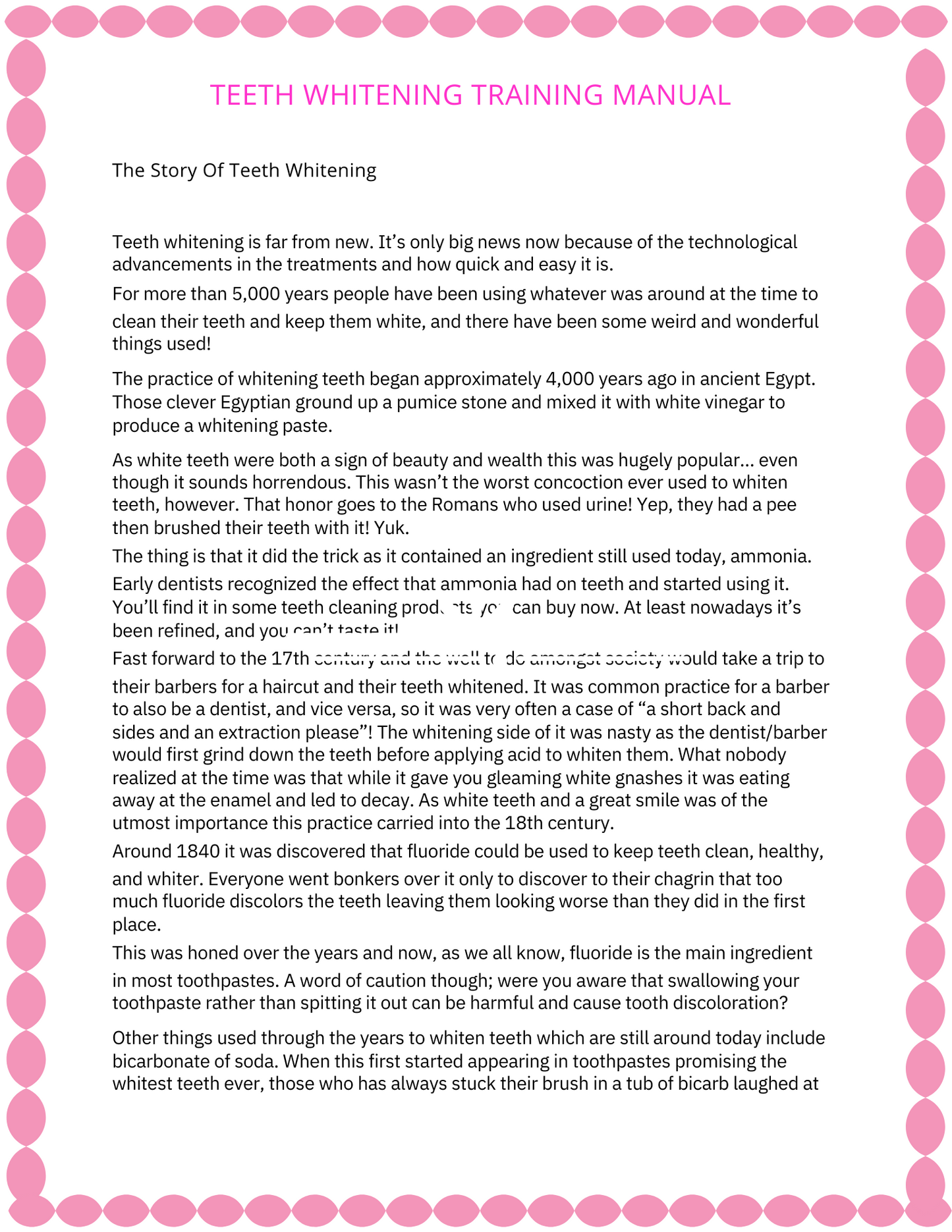 TEETH WHITENING TRAINING MANUAL