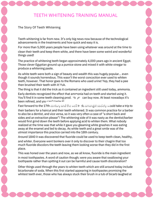 TEETH WHITENING TRAINING MANUAL